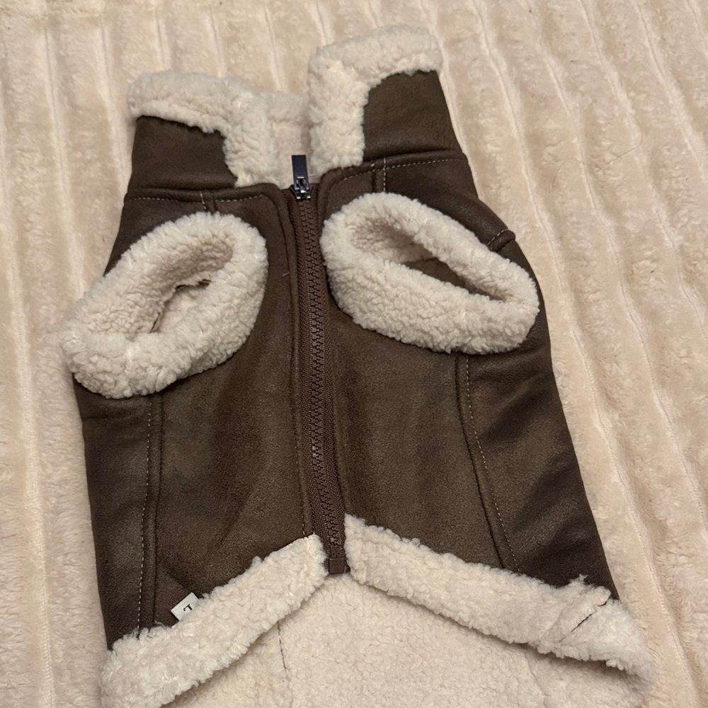 Brown Faux Leather CC Dog Coat - Picture 4 of 7